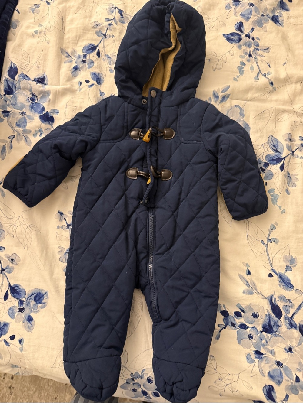 Perry Elis Navy Quilted Hooded Baby Snowsuit